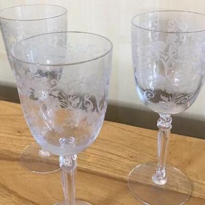 K134 - (3) Floral Etched Goblets