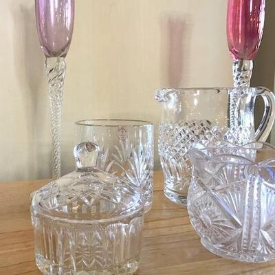 K14 - 6 Pc Lot of Glassware - Waterford Pitcher & More