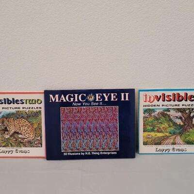 Lot 242: Magic Eye 2 and (2) Hidden Picture Books