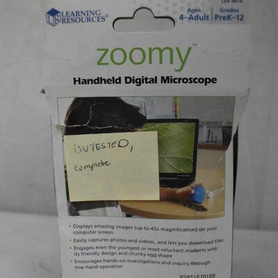 Zoomy Handheld Digital Microscope. Untested, as is