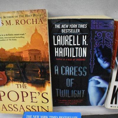 7 Paperback Fiction Books: A Kiss of Shadows -to- The Pope's Assassin