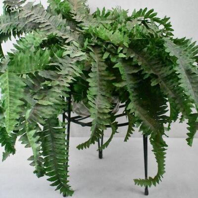 Faux Fern Plant with Metal Stand