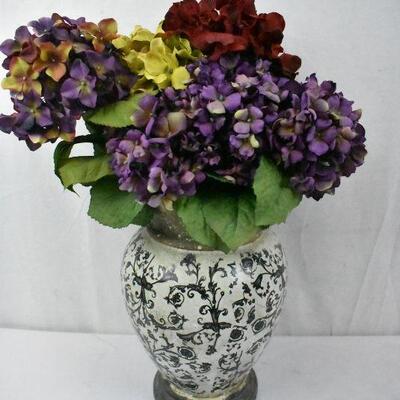 B&W Vase with Colorful Faux Flowers