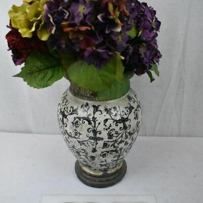 B&W Vase with Colorful Faux Flowers