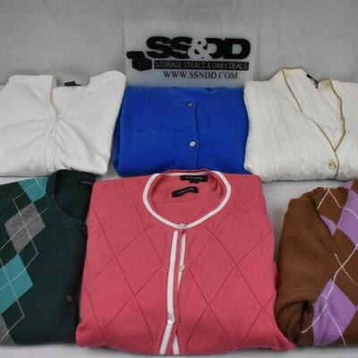 7 pc Women's M/L/XL Lands End Cardigan Sweaters (6) & 1 Coordinating Top