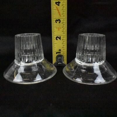 6 pc Glass Candle Holders Decor: 2 Floral, 2 plain, 2 holiday