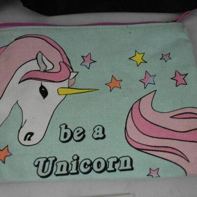 3 Make Up Bags, Black, Unicorn, United Airlines