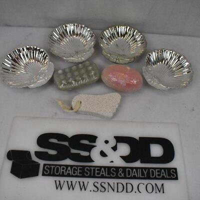 7 pc Soap Dishes, Soap & Scrubber