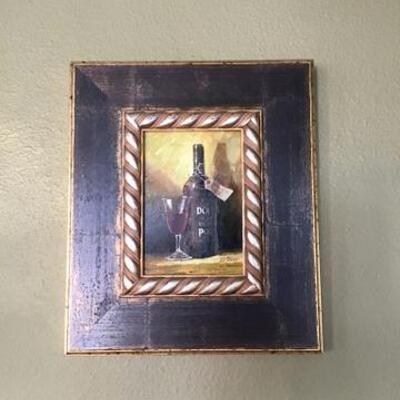 K171 - Framed Wine Themed Oil Painting