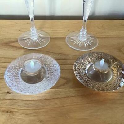 E103 - Pair of Rogaska & Orrefors Candle Holders