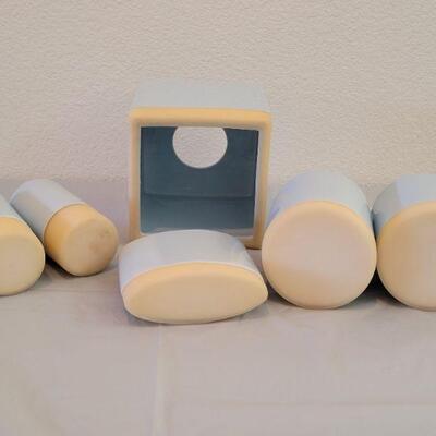 Lot 261: Light Blue Ceramic Bathroom Set with Rubber Bottom