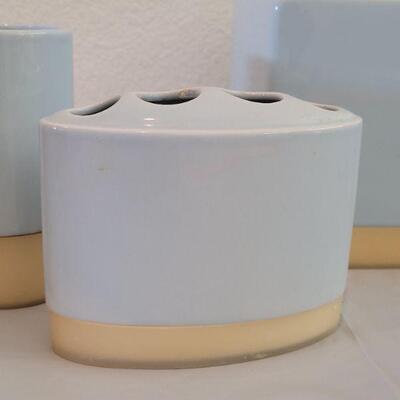 Lot 261: Light Blue Ceramic Bathroom Set with Rubber Bottom