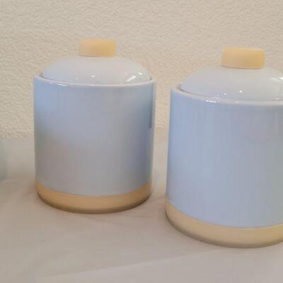 Lot 261: Light Blue Ceramic Bathroom Set with Rubber Bottom