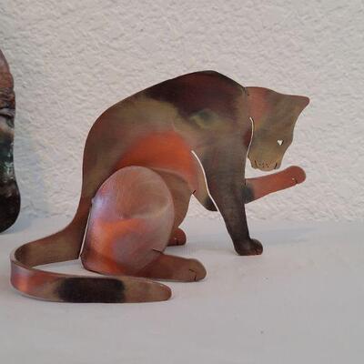 Lot 262: (2) Metal Cat Deco (one copper & the other mixed metals)