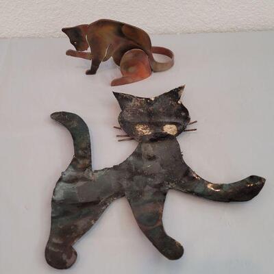 Lot 262: (2) Metal Cat Deco (one copper & the other mixed metals)