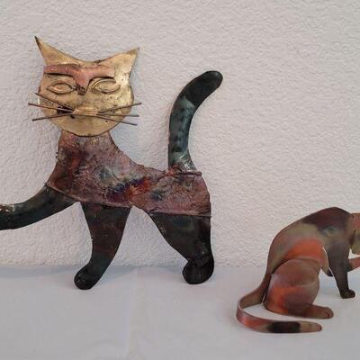 Lot 262: (2) Metal Cat Deco (one copper & the other mixed metals)