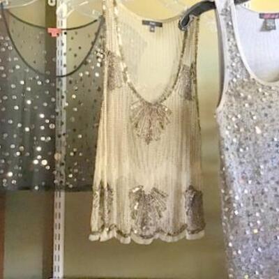 C117 - So Cute! 3 Sequin & Beaded Sheer Tunic Tops