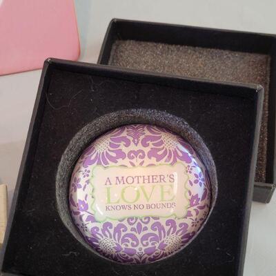 Lot 270: Mother's (Day)  Picture Frame, Pocket Book Mirror, Paperweight and Potpourri Pouches