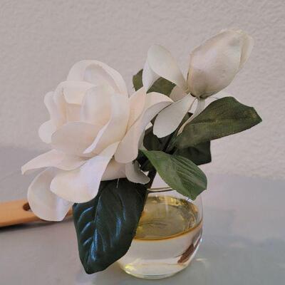 Lot 278:  Bath Beads, Skin Softening Cubes, Back Scratcher and Vase with Silk Roses 