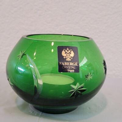 Lot 280: Faberge Green Crystal Votive Bowl