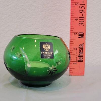 Lot 280: Faberge Green Crystal Votive Bowl
