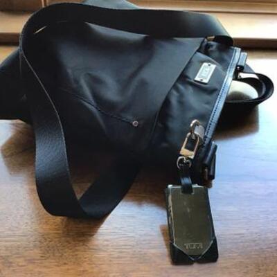 C125 - Black TUMI Shoulder Bag, Straw Hat & Nicole Miller Umbrella