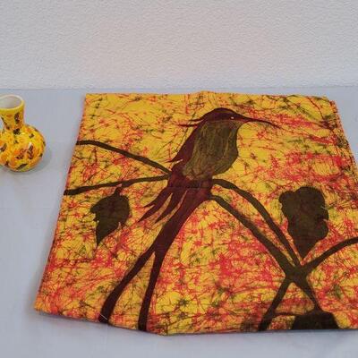 Lot 281: Yellow and Orange Glaze Pottery and Cotton Garden Flag