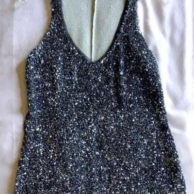 C128 - Burning Torch Sequined Tank Top Size P