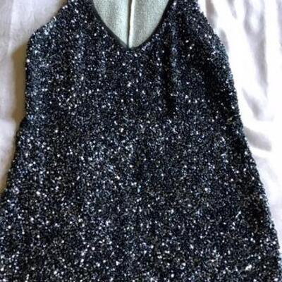 C128 - Burning Torch Sequined Tank Top Size P