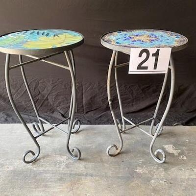 LOT#W21: Pair of Mosaic Plant Stands