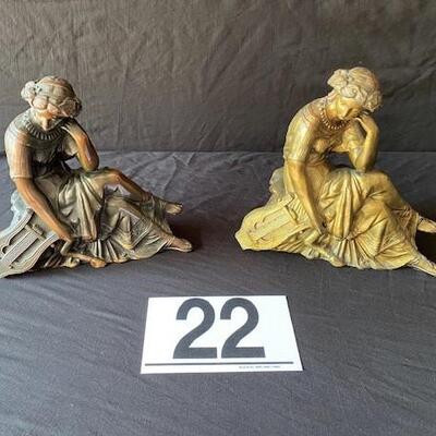 LOT#T22: Pair of Spelter Clock Toppers