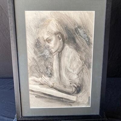 LOT#B64: Believed to be Berlon Signed Watercolor