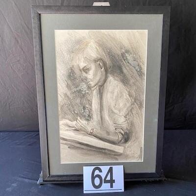 LOT#B64: Believed to be Berlon Signed Watercolor