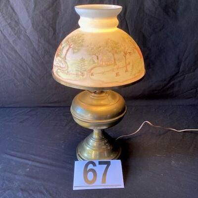 LOT#B67: Vintage Lamp with Painted Shade