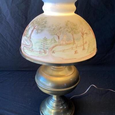 LOT#B67: Vintage Lamp with Painted Shade