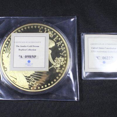 LOT#A89: Pair of American Mint Replica Coins