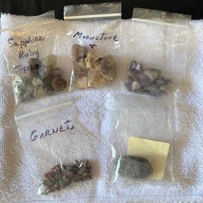 LOT#W146: Assorted Rough Gemstones Lot #1 (including labeled sapphires & rubies) 