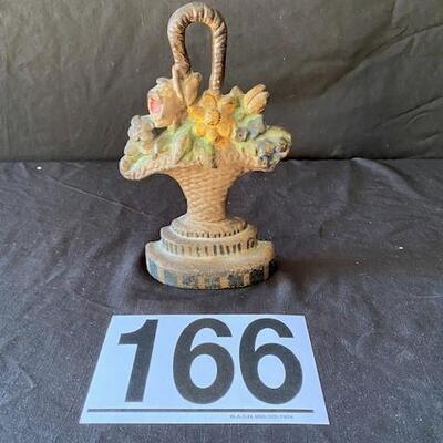 LOT#W166: Vintage Flower Basket Doorstop (Possibly Hubley)