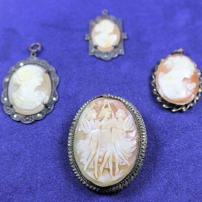 LOT#W191: Marked Sterling & Gold Filled Cameos