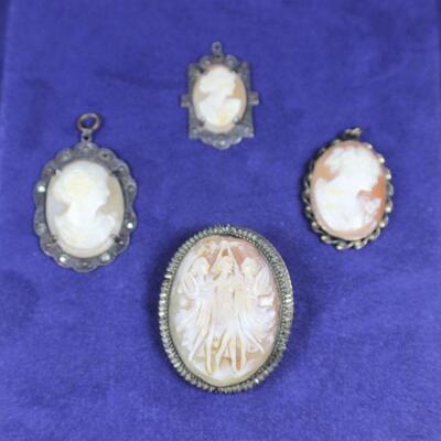 LOT#W191: Marked Sterling & Gold Filled Cameos