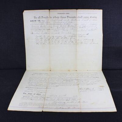 LOT#W192: Ohio Land Deed Dated 1862
