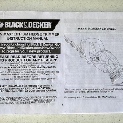 LOT#W212: Black & Decker Lithium Hedge Trimmer
