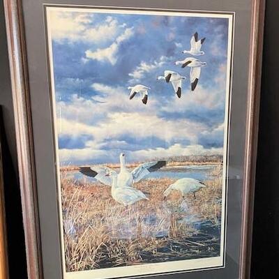 LOT#W229: Pair of Signed & Numbered Geese Prints