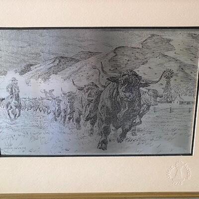 LOT#W230: Sterling Silver Etching by Jamie Wyeth 