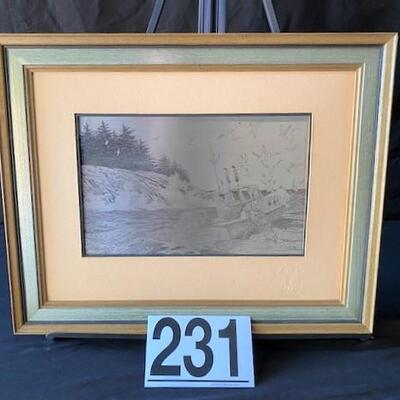 LOT#W231: Sterling Silver Etching by Jamie Wyeth 