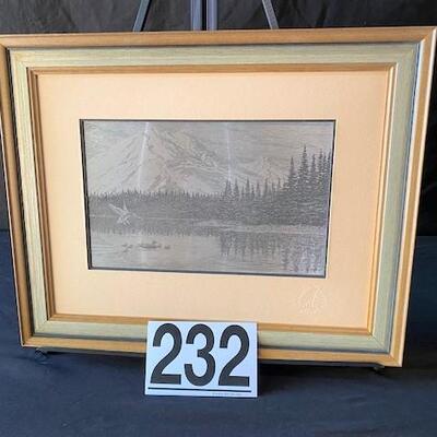LOT#W232: Sterling Silver Etching by Jamie Wyeth "Northwest Mountains"