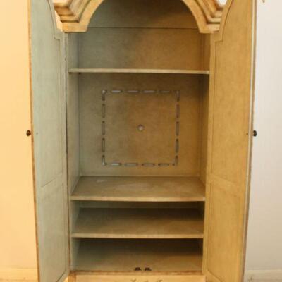 Lot #34: Vintage Floral Painted Armoire | Media Storage Cabinet 