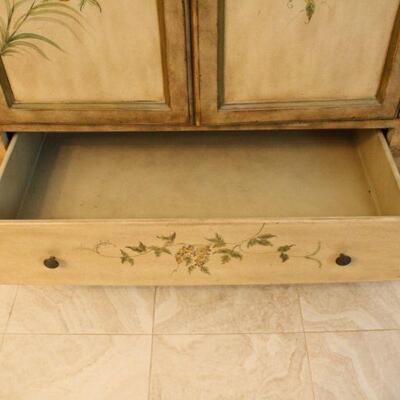 Lot #34: Vintage Floral Painted Armoire | Media Storage Cabinet 