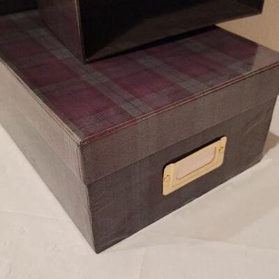 Lot 340: (2) Houndstooth Plaid Pattern Storage Boxes