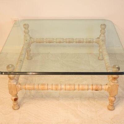 Lot #37: Vintage Heavy Glass Top Coffee Table 